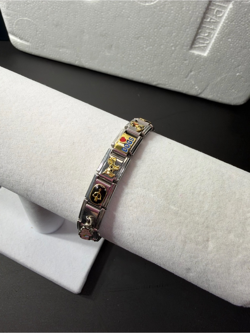 Italian Silver-Tone Charm Bracelet with Multicolor Enamel Accents